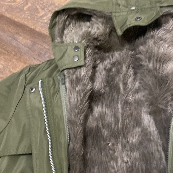 VINTAGE ZIP OUT FAUX FUR LINED MILITARY STYLE BARN JACKET chore fisherman scandi - Picture 4 of 12